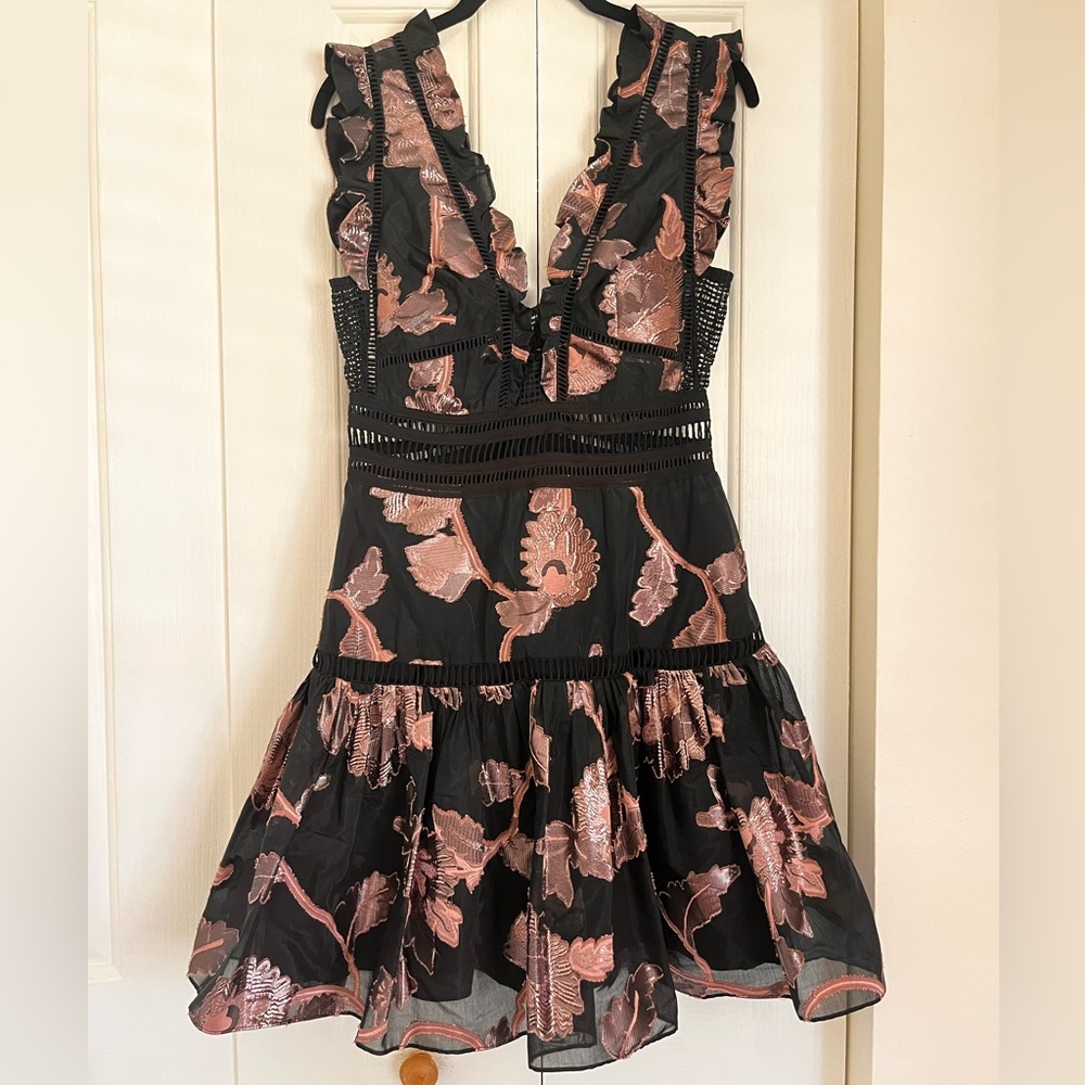 Rebecca Taylor Black and Pink Mini Dress